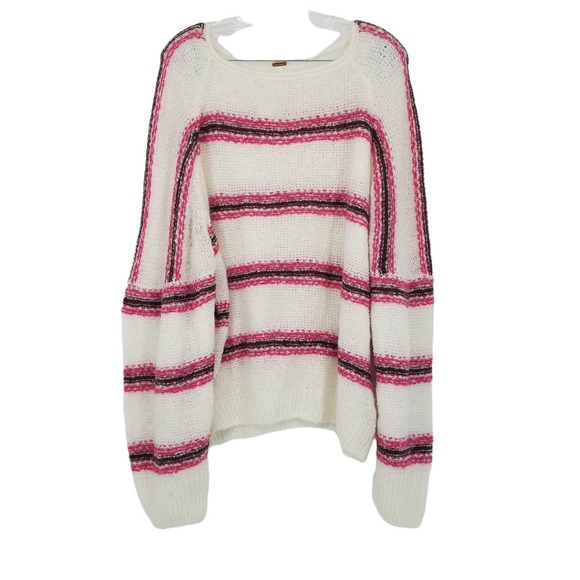 Free People Hockley Stripe Sweater in Evening Cream Peaches NEW WITH TAGS - Picture 4 of 9